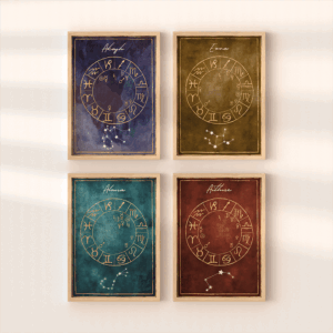 Four Elelgant Elements Charts Framed on Wall