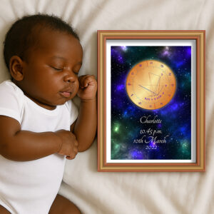 baby lying next to Gold in Nebulae birth chart