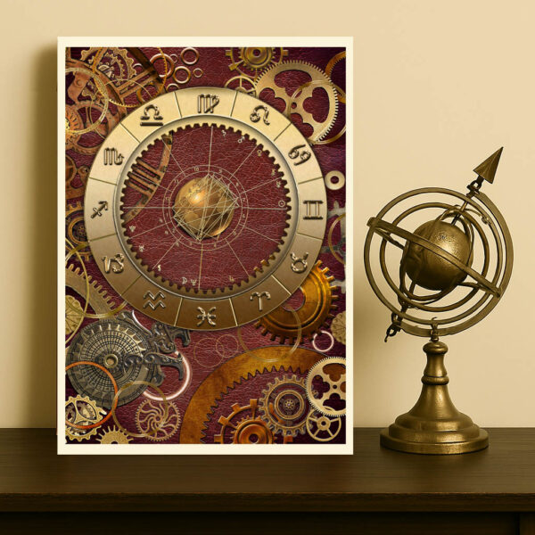 Brass And Leather Astrology Chart - Image 2