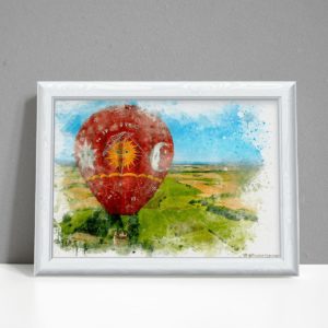 Red air balloon Astrology chart watercolour