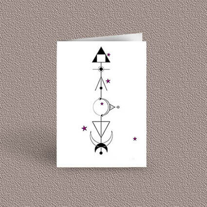 Cancer represented as a geometric design arrow on a greetings card