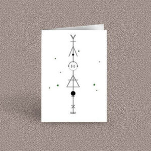 Libra represented as a geometric design arrow on a greetings card