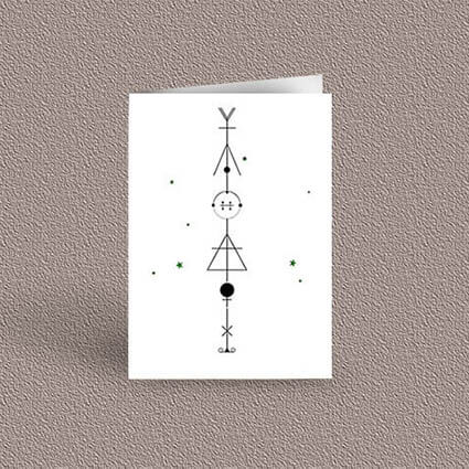 Libra represented as a geometric design arrow on a greetings card