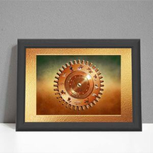 Steampunk gear style ARTstrology chart on soft green to brown background