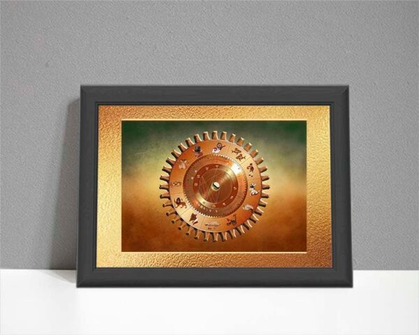 Steampunk gear style ARTstrology chart on soft green to brown background