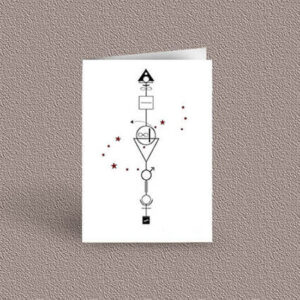 Scorpio represented as a geometric design arrow on a greetings card