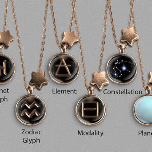 A range of Aries zodiac designs set in bronze coloured pendants