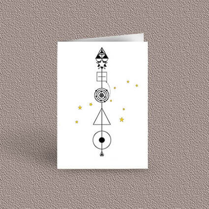 Leo represented as a geometric design arrow on a greetings card