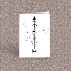 Pisces represented as a geometric design arrow on a greetings card