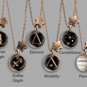 A range of Sagittarius zodiac designs set in bronze coloured pendants