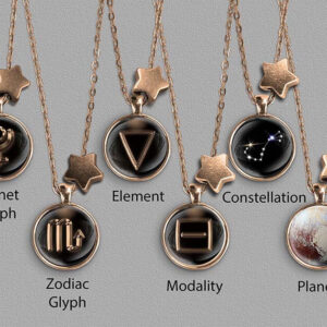 A range of Scorpio zodiac designs set in bronze coloured pendants