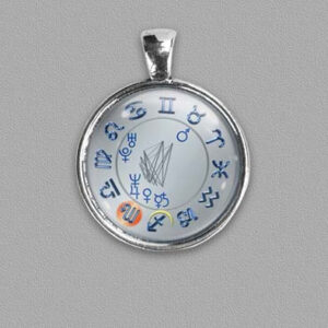 Birth chart as a pendant/amulet on silver colour background