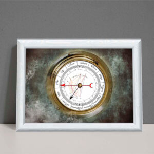 Astrology chart as art showing an old style gauge on smoky background