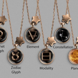 A range of Taurus zodiac designs set in bronze coloured pendants