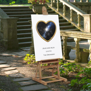 Sign for wedding showing stars