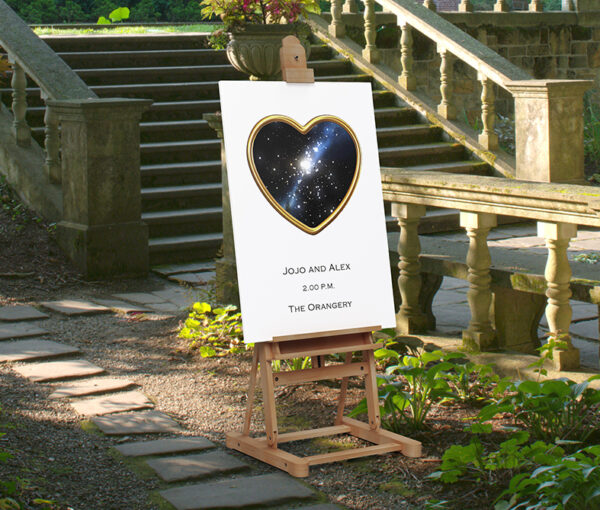 Sign for wedding showing stars