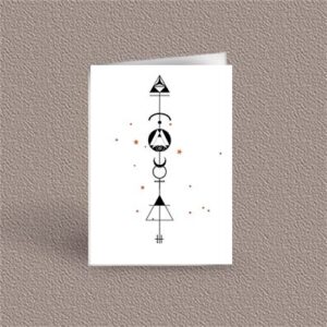 Gemini represented as a geometric design arrow on a greetings card