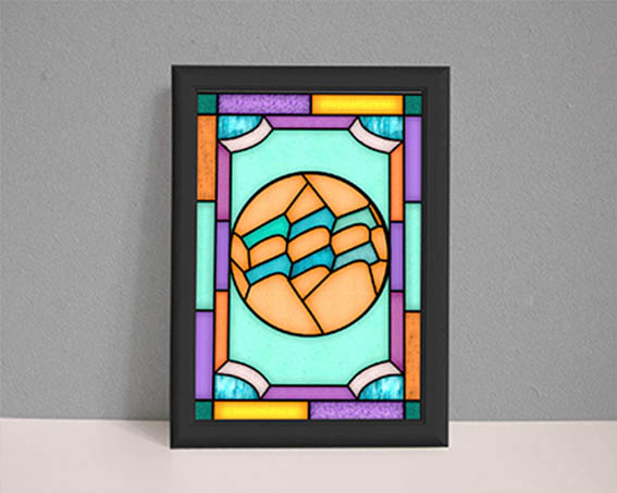 Stained glass look Aquarius glyph