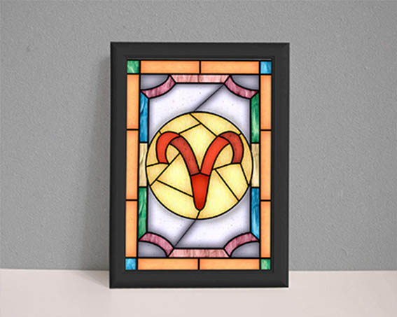 Stained glass look Aries glyph