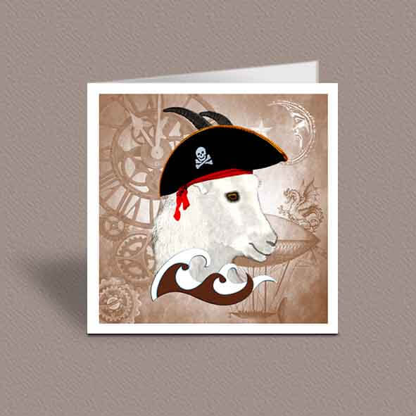 Steampunk Capricorn greetings card