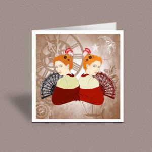 Steampunk Gemini Female greetings card