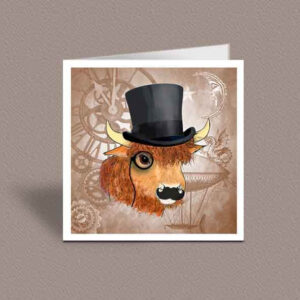 Steampunk Taurus greetings card