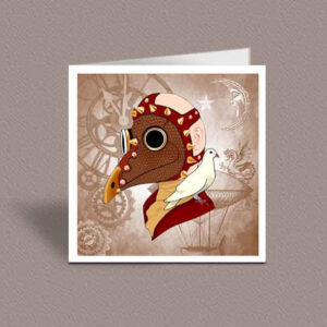 Steampunk Virgo Male greetings card