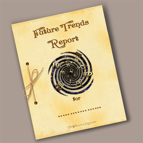 Frontispiece of Astrological Future Trends report on parchment paper