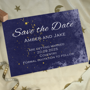 Celeatial Wedding save the Date card