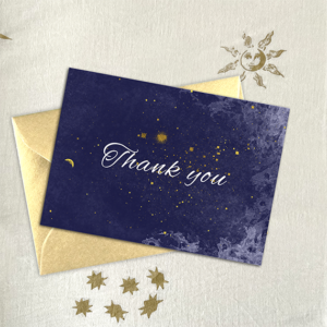 Celestial design wedding thank you card